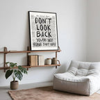 Framed Retro Newspaper Wall Art Trendy Black and White Poster Dont Look Back Inspirational Quote Posters Positive Motivational Affirmation Canvas Print Preppy Aesthetic Office Bedroom Decor 8x12inch