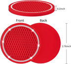 COCASES Car Coasters, 4 Pack Vehicle Bling Car Coaster, Universal Rhinestone Coaster for Cup Holders, Car Interior Accessories Silicone Car Coasters for Women(2.75'' Red, White Crystal Circle)
