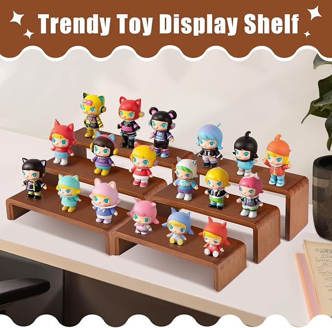 2 Sets, 6 PCS Total, Wood Risers Display Stand, Cupcake Dessert Cake Stand, Wooden Cologne Perfume Stands, Wood Riser for Kitchen Counter, Vendor Booth Display Items, Size: 9.4in, 10.6in, 11.8in (Walnut Color)
