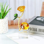 YWHL 50th Wedding Anniversary Rose Gifts for Parents Grandparents, 50 Years Happy for Couples, Crystal Rose Figurine with Amber Diamond, Romantic Valentines Day Present for Wife