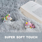 Small Area Rug, 2x3 Rug for Bedroom Shaggy Throw Rugs for Dorm Rug, Soft Tie Dyed Carpet for Kids Room, Plush Non-Slip Fluffy Bedside Rug for Home Decor Aesthetic, Light Grey