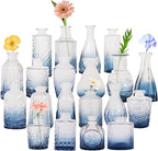 Blue Glass Bud Vases Set of 20,Small Flower Vases for Wedding Centerpieces,Bud Vases in Bulk Glass Vase for Table Decoration,Home Decor