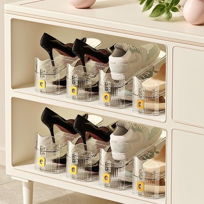 Clear Shoe Slot Organizers 6PACK Shoe Stacker Organizer for Closet Adjustable Shoes Rack Holders Zapateras Organizers