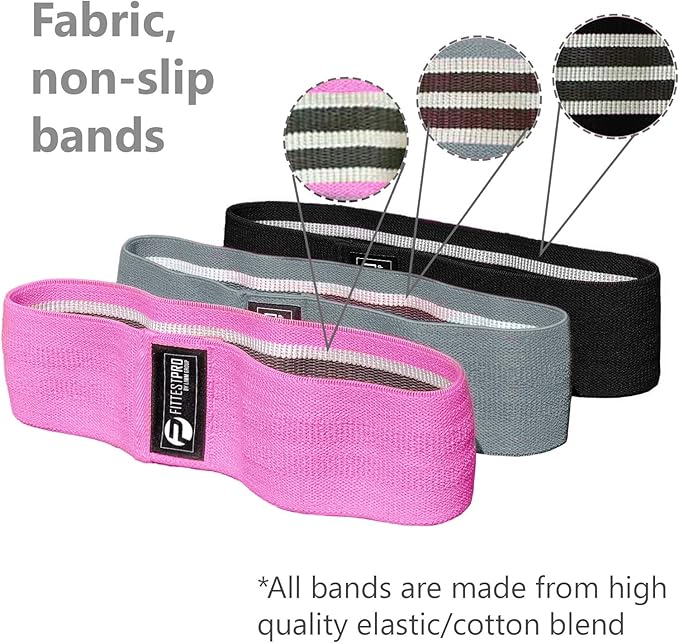 Fittest Pro by Limm Resistance Bands for Legs and Butt, Fabric Exercise Loop Bands Yoga, Pilates, Rehab, Fitness and Home Workout, Strength Bands for Booty
