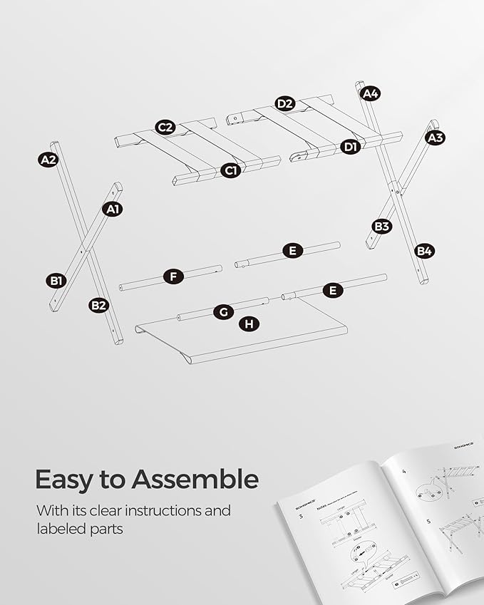 SONGMICS Luggage Racks for Guest Room, Set of 2, Suitcase Stand with Storage Shelf, Steel Frame, Foldable for Easy Storage, Hotel, Bedroom, Slate Gray URLR003G02