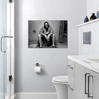 Funny Bathroom Wall Decor for Room Aesthetics - 90s Movie Posters Black and White Wall Art, Toilet Humour Amusing Cool Wall Art Funny Bathroom Signs 12X16 in