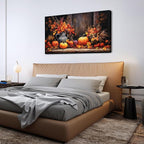 AIYISU Rustic Pumpkin Canvas Wall Art Farmhouse Dining Room Pictures Kitchen Wall Decor Autumn Flowers Canvas Prints Fall Harvest Theme Posters Halloween Painting Artwork Home Decorations 24x48