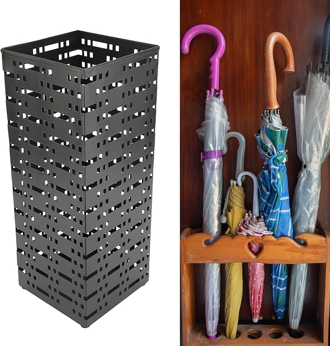 Umbrella Holder for Entryway, Umbrella Stand Freestanding, Metal Square Umbrella Rack Organizer, Black