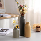 CWLWGO-Ceramic Matte Vase Set for Home Decor, Modern and Minimalist Decorative Flower Vases, Kitchen Living Room Table Centerpiece Decoration, Mantel Entryway Bookshelf Decor（Matte Multi）