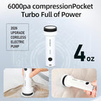 Cordless Electric Vacuum Pump for Vacuum Storage Bags Travel Air Pump, Portable USB Rechargeable Seal & Compression Bag Pump for Clothes, Blankets & Bedding (Black)