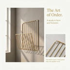 Gold Wall Mounted Magazine Rack and File Holder, A Sturdy Iron Organizer for Mail, Letters, Folders, and Papers,Decorative for Home Office or Study Room