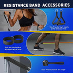 WHATAFIT Resistance Bands Set with Handles - Exercise Bands Home Gym Strength Training Equipment, Includes Door Anchor & Ankle Straps for Full Body Workout Bands, Physical Therapy - for Men and Women
