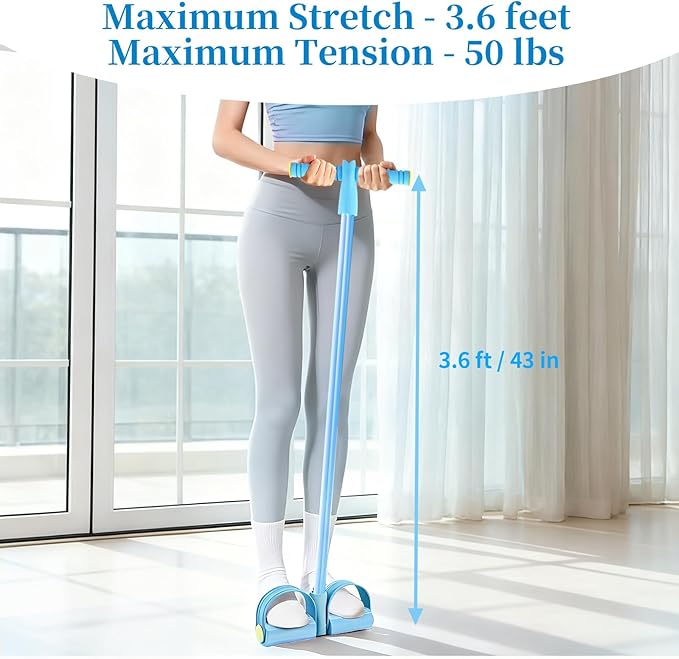 Pedal Resistance Bands with Handles, Upgrade 6-Tubes Manual Tension Training Pedal, Natural Rubber Foot Pedal Resistance Bands, Multifunction Fitness Bands for Abdomen, Waist, Arm, Leg