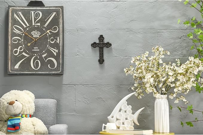 Retrome 8.5" H Cast Iron Wall Cross Home Decor, Green……
