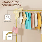 Rolling Clothing Racks for Hanging Clothes, Garment Rack for Clothes to Hang, Metal Portable Wardrobe Rack for Coats, Jackets, Shirts, Dress,Gold