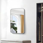 BONEWEI Silver Bathroom Mirror,24x40 inch Wall Mirror for Bathroom Wall Mounted,Rectangle Mirror for Bathroom Over Sink,Modern Frame Round Corner for Living Room,Bedroom Entryway,Horizontal/Vertical