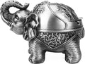 LAUYOO Metal Elephant Ashtray with Lid Windproof Ashtray Outdoor, Indoor Ashtrays for Weed, Vintage Practical Decoration Ashtrays for Cigarettes Great Gift for Men Women(Pewter)