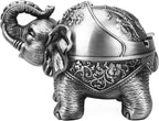 LAUYOO Metal Elephant Ashtray with Lid Windproof Ashtray Outdoor, Indoor Ashtrays for Weed, Vintage Practical Decoration Ashtrays for Cigarettes Great Gift for Men Women(Pewter)