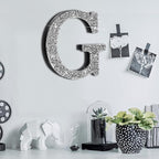 Qunclay 5.7" Silver Crystal Diamond Bling Letters Crushed Diamond Decoration Wooden Glitter Letter with Screw and Hooks Rhinestone Gift for Wedding Y2k Mcbling Bedroom Wall Decor (Letter G)