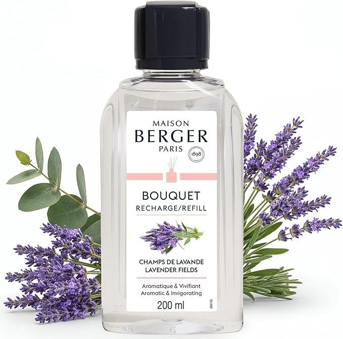 Maison Berger - Lavender Fields- Air Freshener - Fragrance Refill for Reed Sticks and Ceramic Diffuser - 6.76 Fluid Ounces - 200 Milliliters