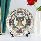250th Anniversary Decorative Plates 10 Inch Vintage Liberty Bell Patriotic Decorations Commemorative Plates with Stand Memorial Day 4th of July Veterans Day Home & Office