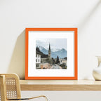 Vittanly 12x12 Picture Frames Set of 9, Shatter Resistant Plexiglass, Display 8x8 Pictures with Mat or 12x12 without Mat, Photo Frames for Wall Mount, Engineered Wood, Orange