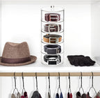 ZENFUN 5 Layers Acrylic Belt Organizer, Stackable Belt Storage Box Clear Display Case Vanity Organizer for Watch, Hair Accessories, Jewelry, Closet and Drawer, 2.6" H x 5.5" Dia