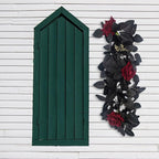 Artificial Rose Flower Swag,Artificial Sunflower Swag, 24 Inch Decorative Swag with Pumpkins Berries and Black Leaves for Halloween Home Front Door Lintel Wedding Arch Party Tabletop Wall Decor(#3)