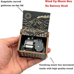 Pursuestar Black Wooden Wind Up Music Box - You are My Sunshine, Vintage Engraved Wood Mechanism Musical Gifts for Anniversary Mother's Day Valentine's Day Christmas Thanksgiving Birthday