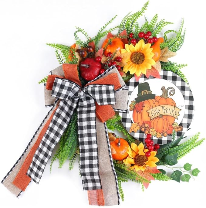 Ochine Fall Harvest Swag - Artificial Teardrop Decorative Wreath for Thanksgiving, Autumn, Halloween