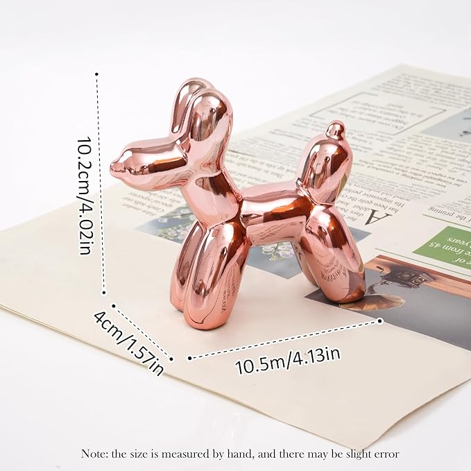 Notakia Cute Ceramics Pink Balloon Dog Statue Crafts Living Room Desktop Decorations,Handmade Modern Small Ceramic Animal Statue Ornament Home Decor Accents (Pink Balloon Dog)