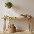 Equsion Seasonal Wooden Bead Garland with Tassels, 3.3 ft Holiday Vintage Boho Bead Garland Easter Tray Decoration, Vase Wall Room Art Birthday Party Decoration(Lemon Color)