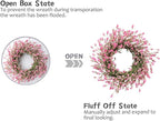 TEMPUS 20 Inch Pink Flower Wreath for Front Doors Spring and Summer for Indoor and Outdoor Decor Rustic and Farmhouse Style Home Pink Wreath