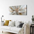 Flower Wall Art Vintage White Floral Canvas Pictures Abstract Blooming Flower Prints Painting Large Abstract Botanical Blossom Wall Decor Elegant Artwork for Bedroom Living Room Home Decoration 24x48"