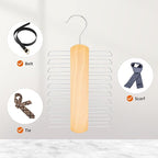 Amazon Basics 20 Bar Wooden Tie Hanger & Belt Rack, Closet Organizer, Natural, 2-Pack