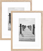 KTKDE 8x10 photo frames, MDF wrapped wood grain paper photo frames with 5x7 pads or 8x10 without pads, tempered glass, 8 × 10 gallery wall installation or desktop home ideal gift