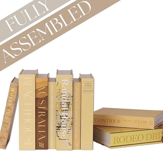 ORITZIO Yellow Faux Books Set of 9 - Hidden Storage Decorative Fake Books for Coffee Table, Home Staging, Interior Design & Fashion Accents & Beach House Accessories