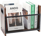 Magazine Holder, Desktop Magazine Rack File Holder Organizer Rustic Storage Basket for Magazines, Books, Newspapers, Tablets (Medium)