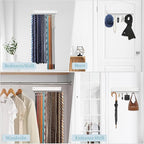 Tie Rack Belt Hanger Wall Mounted, Lomrsiul Non Slip 180 Degree Rotating Tie Organizer for Men Closet with 18 Hooks Closet Organizers and Storage for Tie Belt Necklace Purse Scarf Bag White 1 Pack