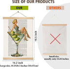Martini Girl Wall Art, Vintage Glam Cocktail Poster, Retro Fashion Woman in Martini Glass Canvas Print, Chic Bar Lounge Wall Decor for Dining Room Kitchen or Home Office,Holiday Gift for Women 14x18.5 Inch (Begei-Woman02)
