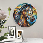 Decorative Plates for Home Decor, Horse Abstract Stained Glass Painting Decor Tray for Table Display, Ceramic Dinner Plate W/Stand, Living Room Dining Room Decor, Gifts for Horse Lover, 8 Inch