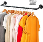 ERYTLLY RYTLLY Industrial Pipe Clothes Rack 38”,Multi-purpose Wall Mounted Iron Garment Rod,Heavy Duty Detachable Hanging Clothes Rack for Closet Rod,Black