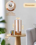 EDISHINE 13.5" Small Table Lamp, Walnut Wood Cylinder Nightstand Lamp for Bedroom, Beige Linen Shade, Corner Modern Bedside Lamp for Living Room, On-Off Line Switch, E26 Base (Bulb Not Included)