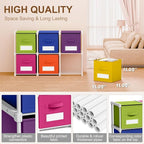 Geelin 6 Cube Toys Storage Organizer with Fabric Bins and Labels, 11 Inch Collapsible Cubby Storage Drawers Colorful Dresser with Shelf for Playroom Nursery Closet Bedroom Dorm Decor