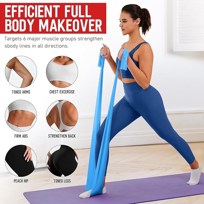 WALITO Resistance Bands for Working Out, Exercise Bands for Women and Men, Workout Bands for Physical Therapy, Stretch, Recovery, Pilates, Rehab, Strength Training and Home Gym