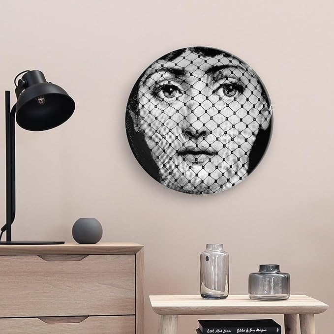 Lina Cavalieri Plate, Wall Decorative Plate, Mysterious Face Plate Wall Hanging Decoration,Including Bracket And Special Spring HooK,style-9,10inch