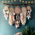 5 Pack Bohemian Ornaments,Dreamcatcher Gift Boho Native American Decor, Handmade Dreamcatcher for Girls, Boys, Adults, Kids Room,Witchy Gifts (Pink)