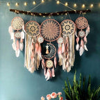 5 Pack Bohemian Ornaments,Dreamcatcher Gift Boho Native American Decor, Handmade Dreamcatcher for Girls, Boys, Adults, Kids Room,Witchy Gifts (Pink)
