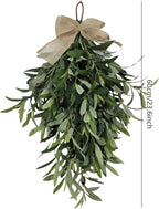 Olive Teardrop Swag – Holiday Artificial Olivee Dangling Ornament with Bow | 60cm/23.62 Inch Green Olive Swag Wreath for Wedding, Birthday, Party, Festival, Christmas, Home Decoration