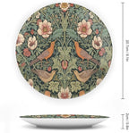 Christmas Ceramic Decorative Plate for Display William Morris Forest Flowers And Birds Household Kitchen Supplies Wall Hanging Decorative Plate with Display Stand Customize Gifts for Women, More Size